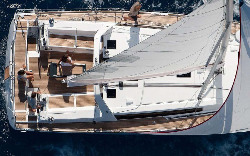 Oceanis 45 boat from above. Boats in Paros. Charter a Boat.