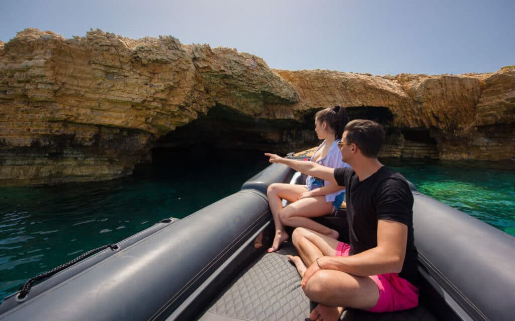 cave sightseeing from a boat. Boats in Paros. Charter a Boat.